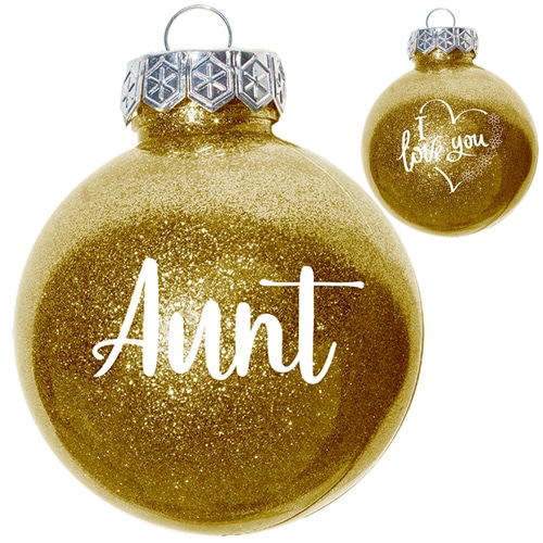 aunt i love you glitter ornament