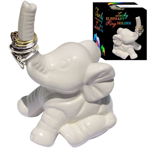 lucky elephant figurine ring holder