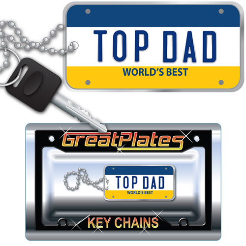 top dad license plate metal keychain
