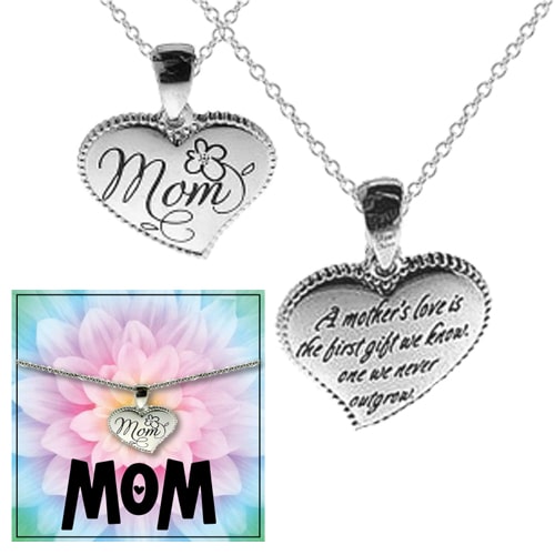 MOM LOVE SILVER HEART NECKLACE